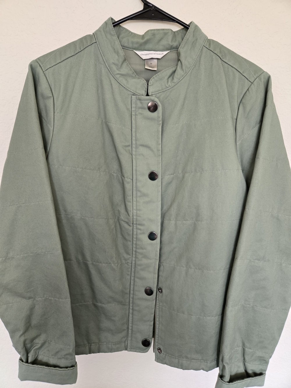 Light Sage Quilted Button-Front Jacket - Unbranded